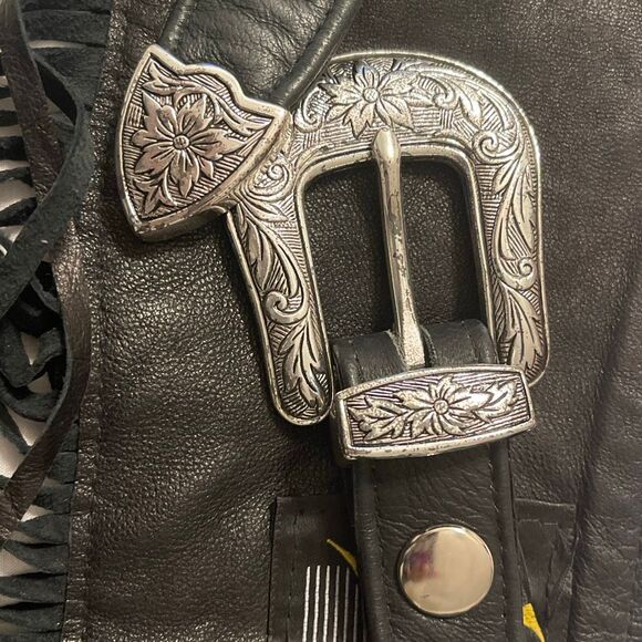 Diamond Leathers Women’s Fringe/Silver Studded Leather Western/Cowgirl Belt - Picture 5 of 15